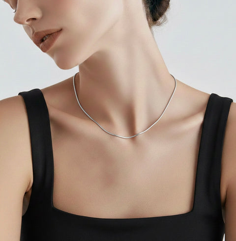 C030W B.Tiff Thin Stainless Steel Coil Chain Necklace (An exclusive clasp design)