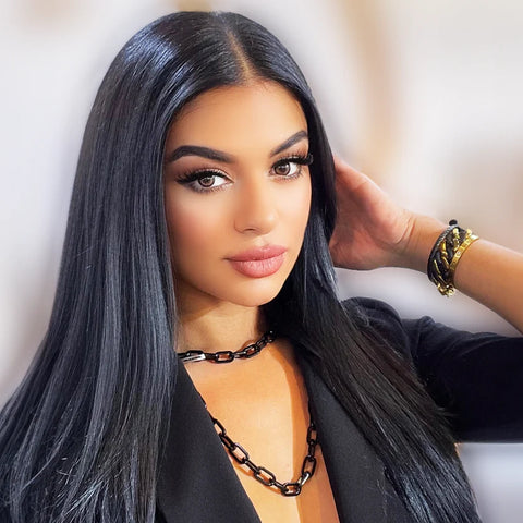 C200B B.Tiff Paperclip Anodizd Black Stainless Steel Chain Necklace