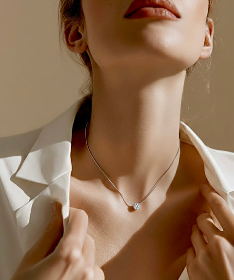 PT101W B.Tiff 1 ct Stainless Steel Solitaire Pendant Necklace