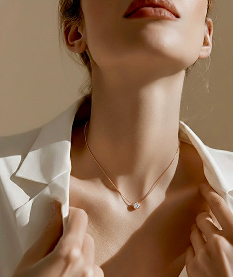 PT101RG B.Tiff 1 ct Rose Gold Plated Stainless Steel Solitaire Pendant Necklace