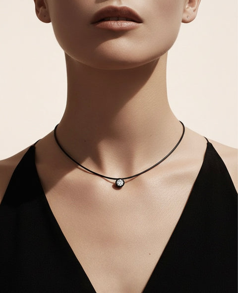 PT201B B.Tiff 2 ct Solitaire Black Anodized Stainless Steel Pendant Necklace