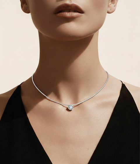 PT201W B.Tiff 2 ct Solitaire Stainless Steel Pendant Necklace