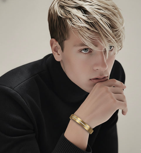 BG1212G B.Tiff Eternity 38 Gold Plated Stainless Steel Bangle Bracelet