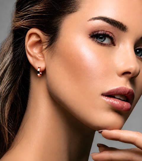 ER300RG B.Tiff Hoop Rose Gold Plated Stainless Steel Earrings