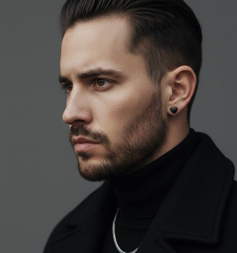 ER005B B.Tiff Black Anodized Stainless Steel Heart Stud Earrings