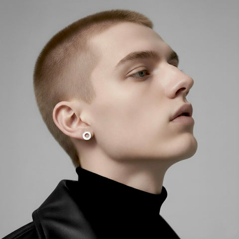 ER001W B.Tiff Open Circle Stainless Steel Stud Earrings