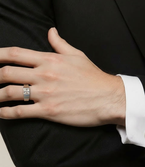 RG097W B.Tiff 1 ct Stainless Steel Princess Cut Solitaire Ring