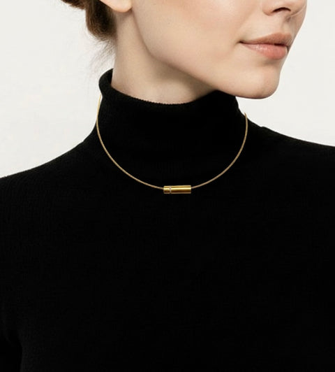 PT080B B.Tiff Black Anodized Pavé Rouleau Stainless Steel Pendant