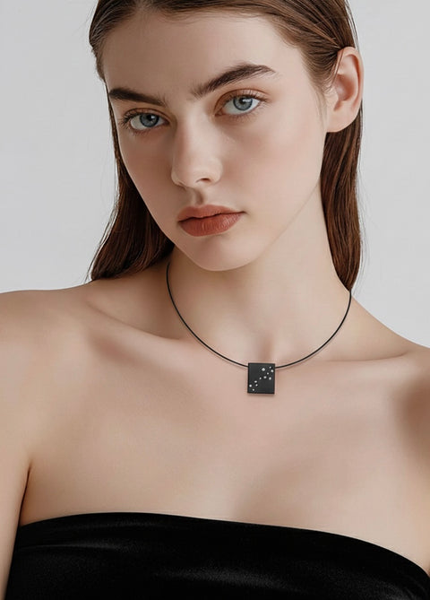 PT094B B.Tiff Black Anodized Pavé Galaxie Stainless Steel Pendant