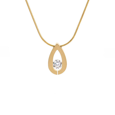 PT106G B.Tiff Drop Gold Plated Stainless Steel Pendant Necklace