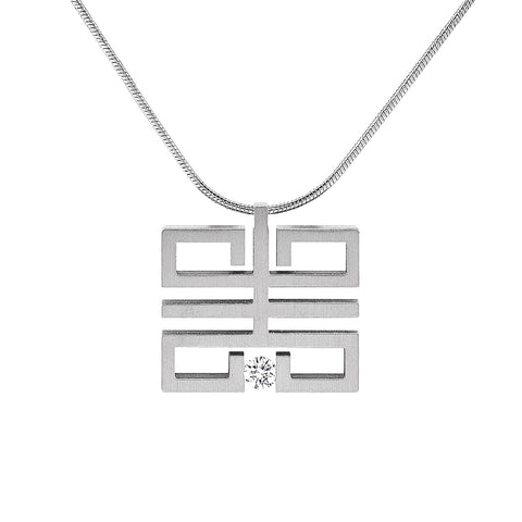 PT114W B.Tiff Feliĉo Stainless Steel Pendant Necklace