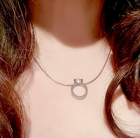 PT117W B.Tiff 1 ct Tension Ring Stainless Steel Pendant Necklace