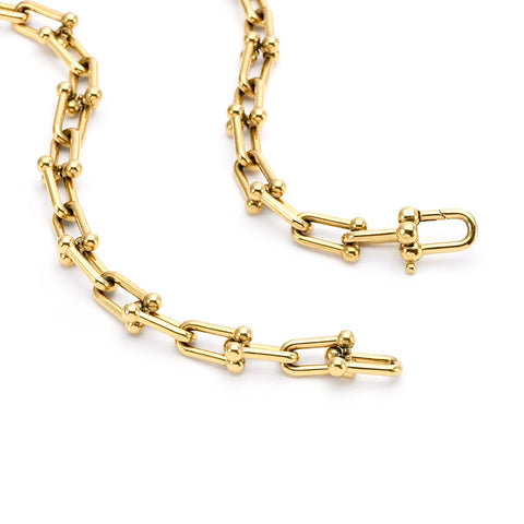 C525G B.Tiff 18K Gold Plated Horseshoe Link Stainless Steel Chain Necklace