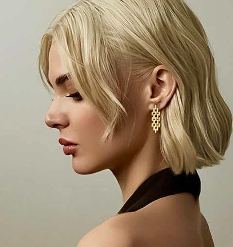 ER004G B.Tiff Ripple Gold Plated Stainless Steel Stud Earrings