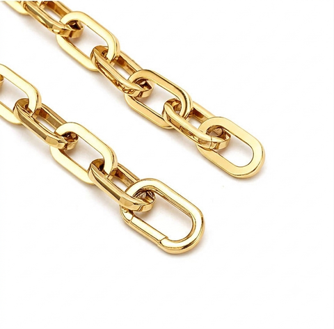 C200G B.Tiff High Polish Paperclip Gold Plated Stainless Steel Chain Necklace