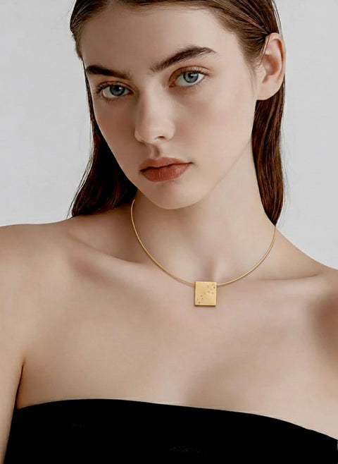 PT094G B.Tiff Gold Plated Pavé Galaxie Stainless Steel Pendant