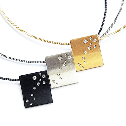 PT094B B.Tiff Black Anodized Pavé Galaxie Stainless Steel Pendant