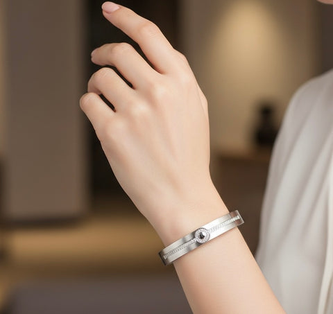 BG1010W B.Tiff Prosperity Stainless Steel Bangle Bracelet