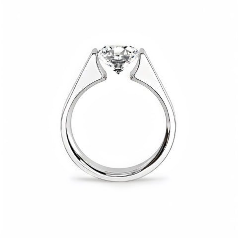 RG093W B.Tiff 2 ct Round Stainless Steel Solitaire Engagement Ring