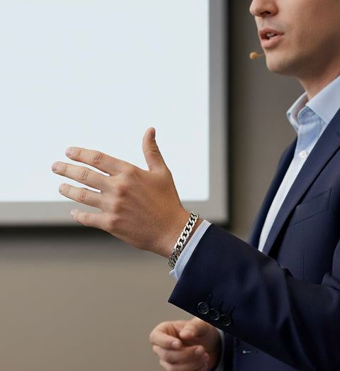 BG100W B.Tiff High Polish Flat Angular Cuban Link Stainless Steel Bracelet