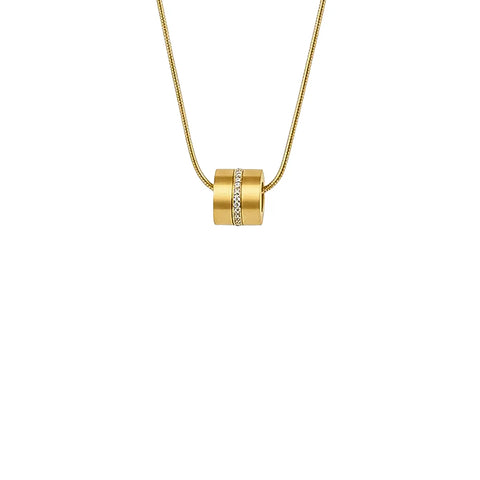 PT118G B.Tiff Barrel Gold Plated Stainless Steel Pendant Necklace