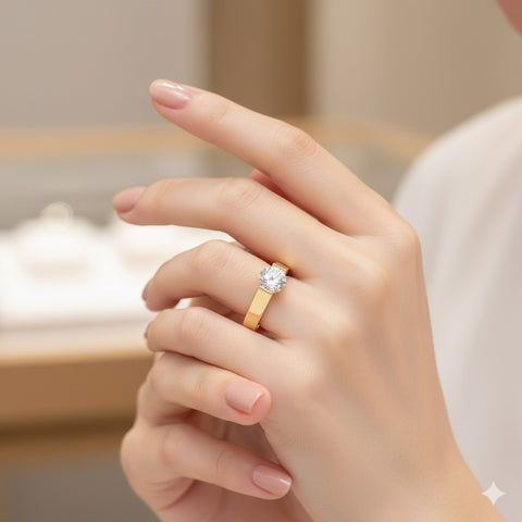 RG096G B.Tiff .75 ct Gold Plated Stainless Steel Round Solitaire Engagement Ring