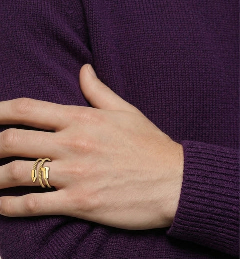 RG116G B.Tiff Pointe Cable Gold Plated Stainless Steel Adjustable Ring