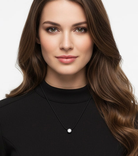 PT201B B.Tiff 2 ct Solitaire Black Anodized Stainless Steel Pendant Necklace