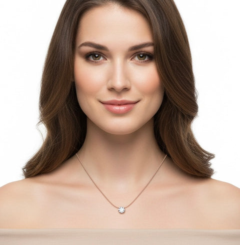 PT201RG B.Tiff 2 ct Solitaire Rose Gold Plated Stainless Steel Pendant Necklace