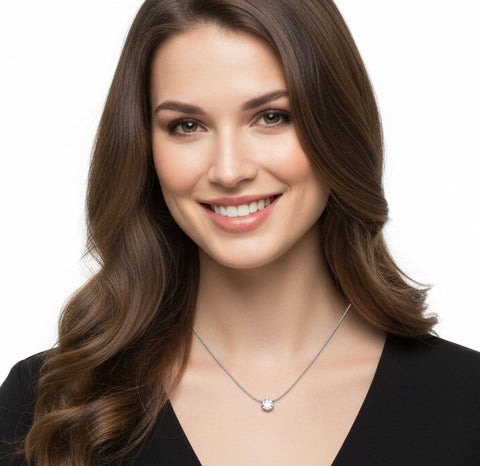 PT201W B.Tiff 2 ct Solitaire Stainless Steel Pendant Necklace