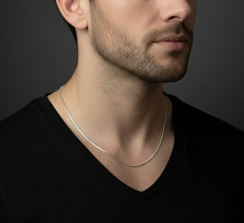 C001W B.Tiff Octagonal Herringbone Stainless Steel Chain Necklace