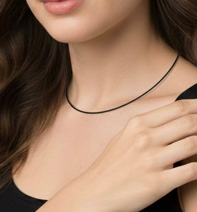 C015B B.Tiff Cable Wire Black Anodized Stainless Steel Chain Necklace