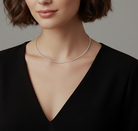 C015W B.Tiff Cable Wire Stainless Steel Chain Necklace