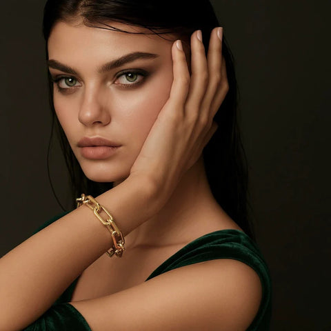 BG200G B.Tiff High Polish Paperclip Gold Plated Stainless Steel Bracelet