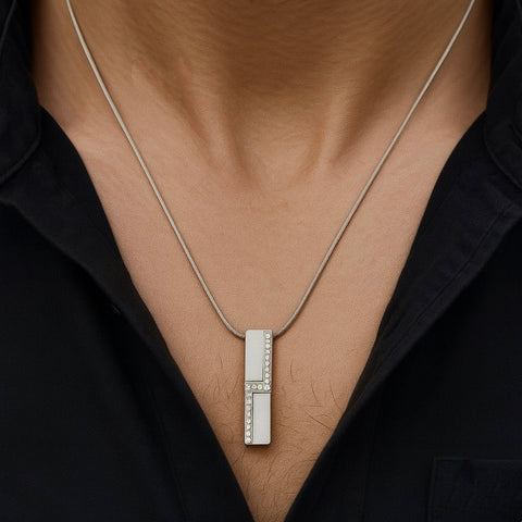 PT129W B.Tiff Cross Body Stainless Steel Pendant Necklace