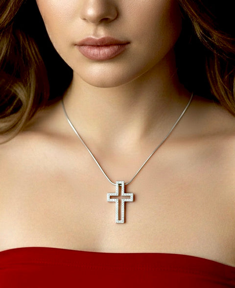 PT098W B.Tiff Lumière Cross Stainless Steel Pendant