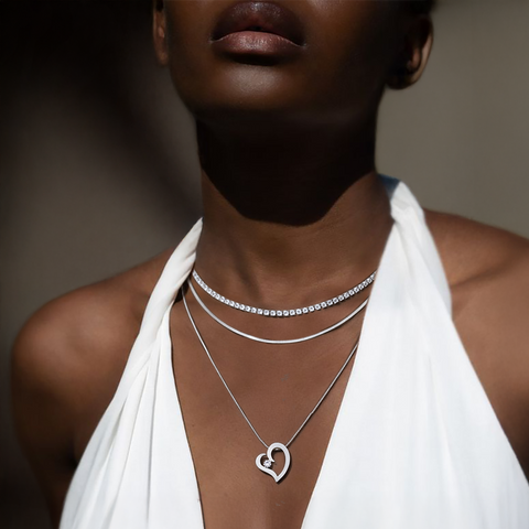 PT091W B.Tiff Stainless Steel Heart Pendant Necklace