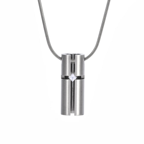 PT099W B.Tiff .02 ct Croixlumière Stainless Steel Pendant Necklace