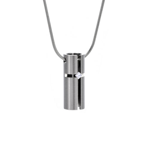 PT099W B.Tiff .02 ct Croixlumière Stainless Steel Pendant Necklace