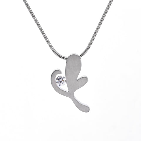 PT102W B.Tiff Lucky Clover Stainless Steel Pendant Necklace