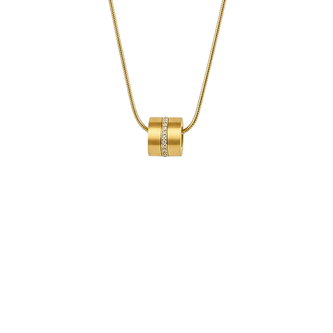 PT118G B.Tiff Barrel Gold Plated Stainless Steel Pendant Necklace