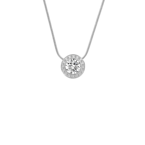 PT125W B.Tiff Aŭreolo 1ct Stainless Steel Halo Pendant Necklace