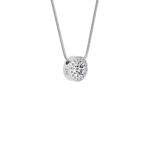 PT125W B.Tiff Aŭreolo 1ct Stainless Steel Halo Pendant Necklace