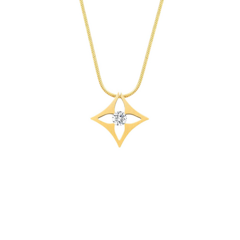 PT138G B.Tiff Floro Gold Plated Stainless Steel Pendant Necklace