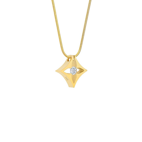 PT138G B.Tiff Floro Gold Plated Stainless Steel Pendant Necklace
