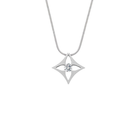 PT138W B.Tiff Floro Stainless Steel Pendant Necklace