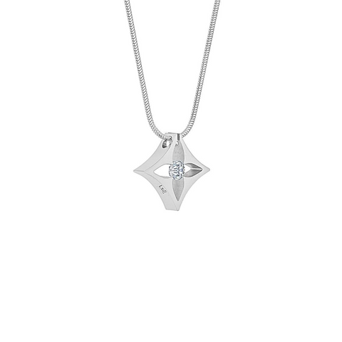 PT138W B.Tiff Floro Stainless Steel Pendant Necklace