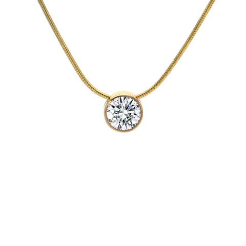 PT201G B.Tiff 2 ct Solitaire Gold Plated Stainless Steel Pendant Necklace