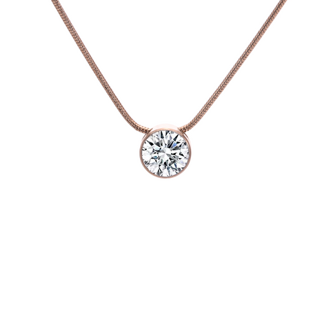 PT201RG B.Tiff 2 ct Solitaire Rose Gold Plated Stainless Steel Pendant Necklace