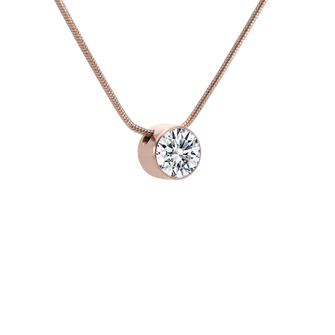 PT201RG B.Tiff 2 ct Solitaire Rose Gold Plated Stainless Steel Pendant Necklace